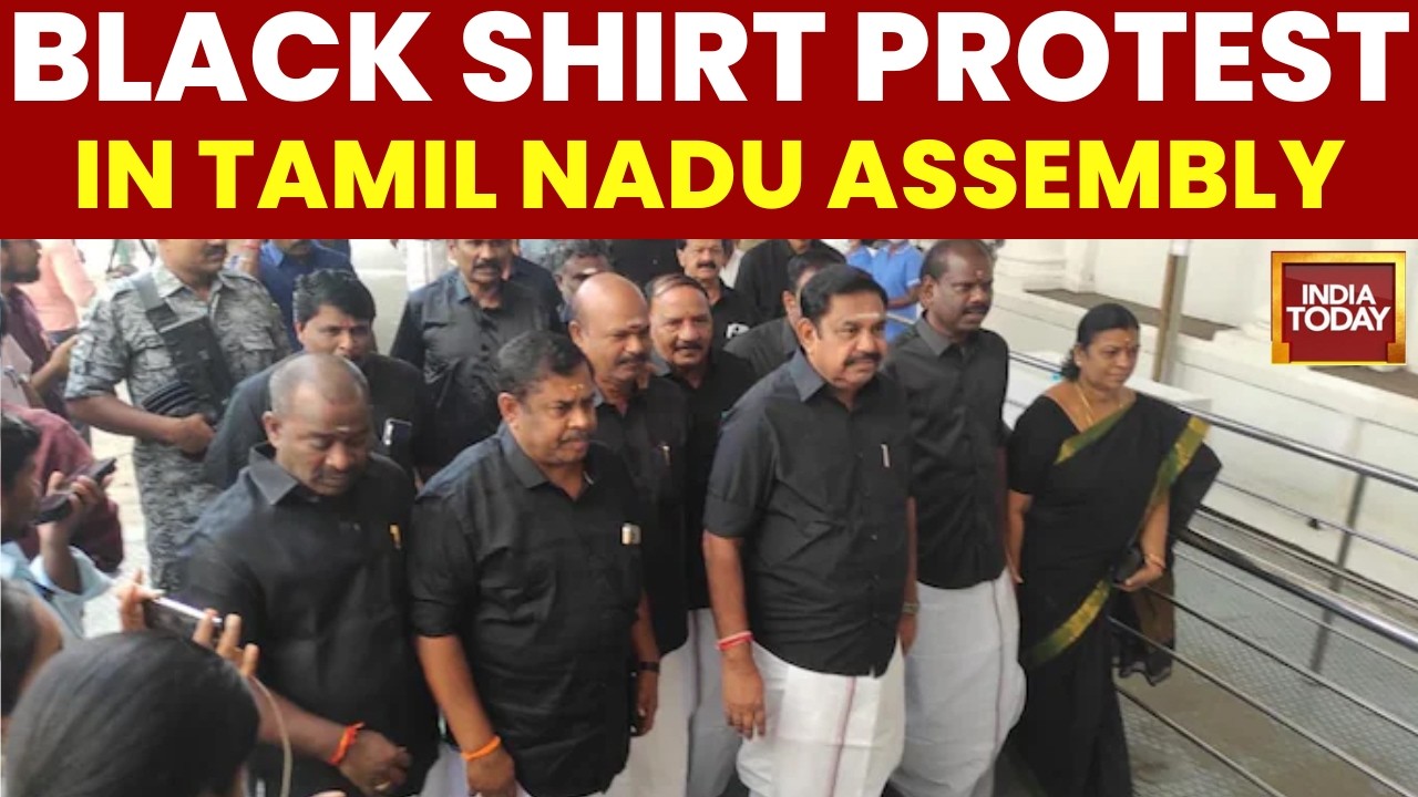 DMK MLAs Wear Black Shirts In Tamil Nadu Assembly Over Cauvery Row And Agriculture Budget