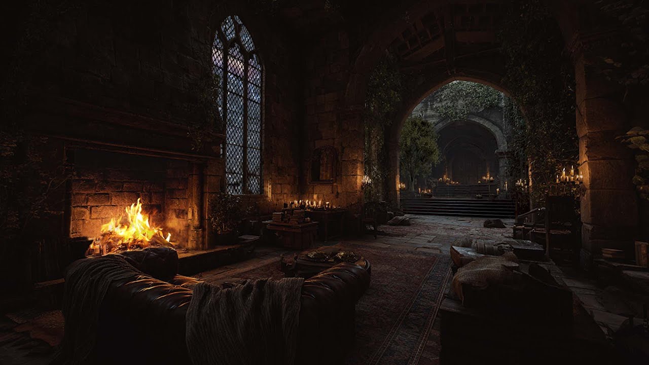 Best Historic Castle Ambience – Rain, Thunder & Cozy Fireplace Sounds for Deep Sleep