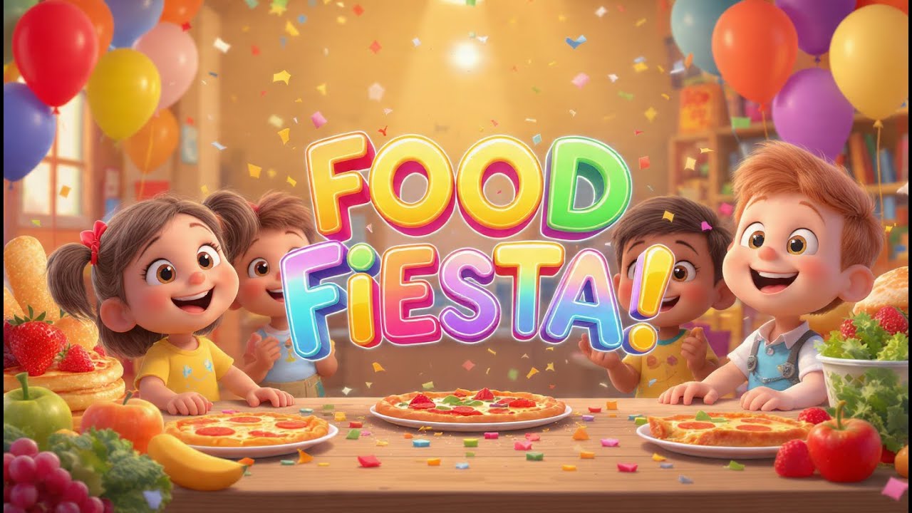 Food Fiesta! 🍎 Fun English Food Song for Kids #kidsenglish #learnenglish