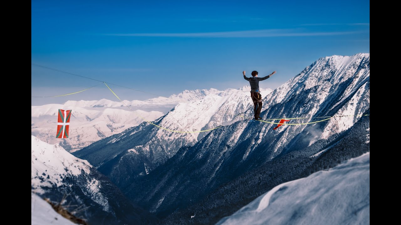 new record dans les Pyrénées : 1150m de highline au dessus des pistes !