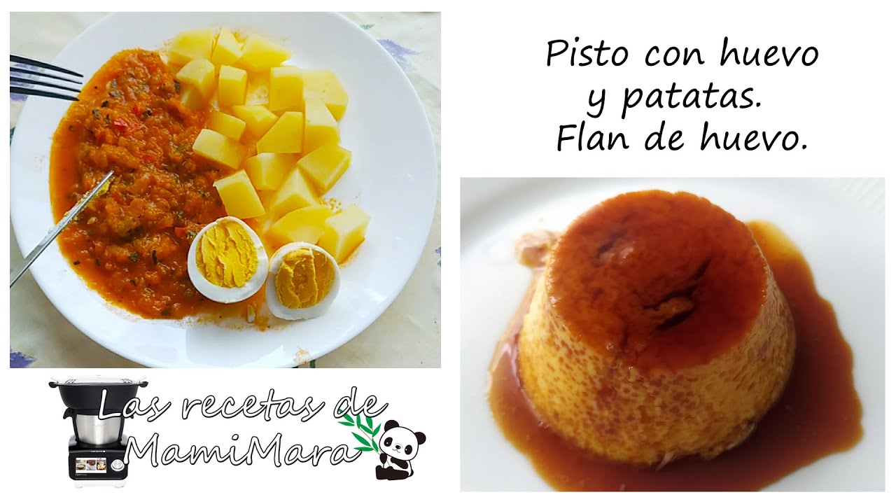 Pisto 🥕🥒🍅 con huevo 🥚 y patatas 🥔 y flan de huevo 🍮 en Chefbot Touch y otros (cocinando a niveles)