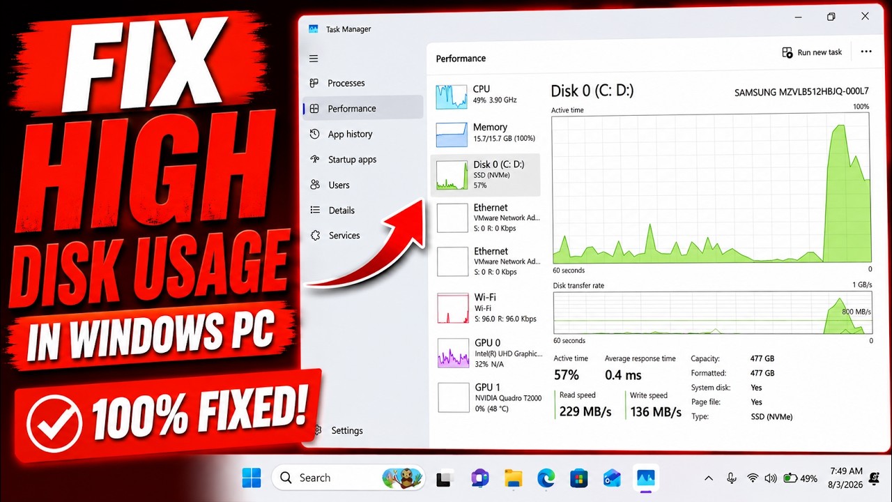 Fix High Disk Usage in Windows PC