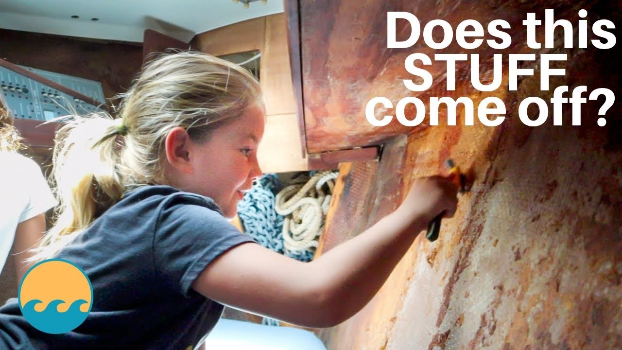 GETTING GLUE OFF our V berth Walls | ep. 96