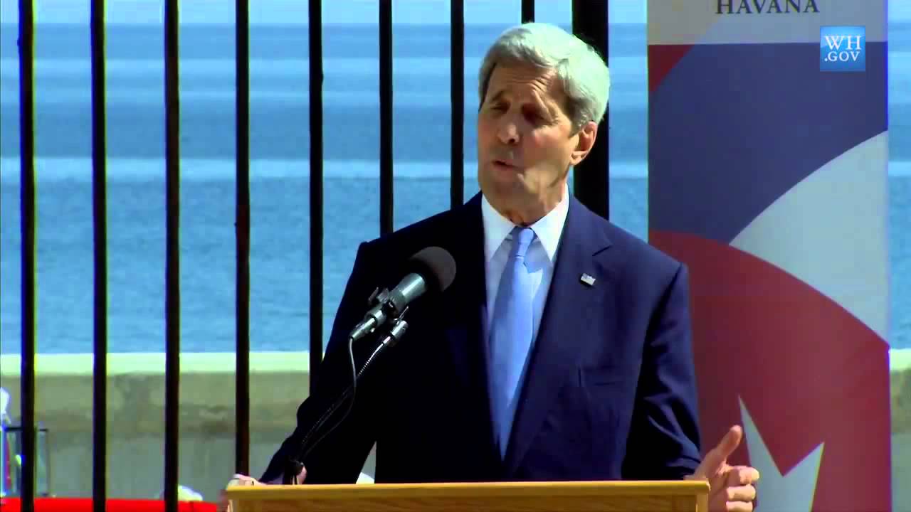 John Kerry - Flag Raised during Ceremony - Cuba Havana US Embassy