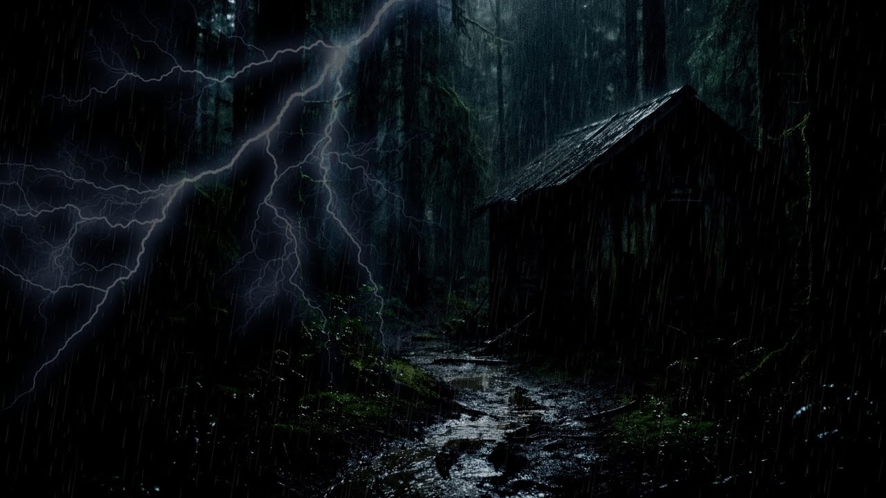 Sleep Well Tonight😴The Sound of Thunder and Rain🔥💦Dark House at Night for a Good Night's Rest