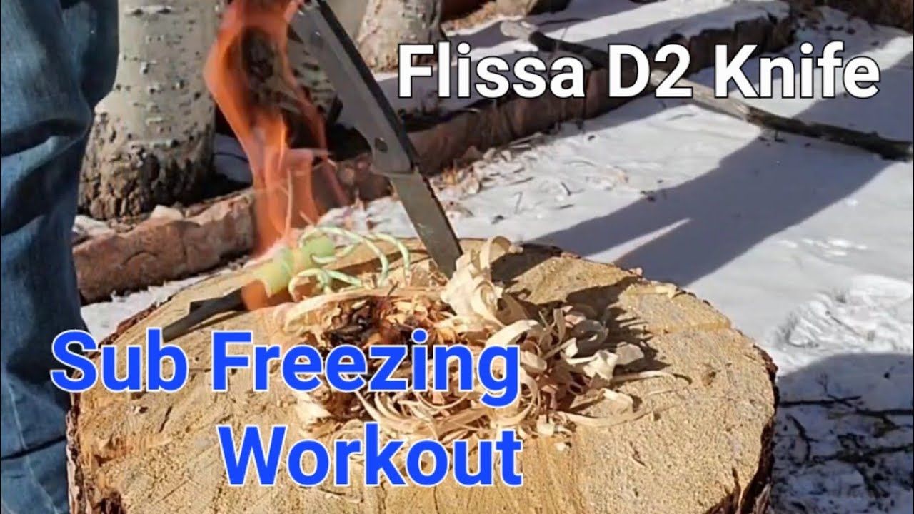 Flissa D2 Survival Knife Review. Bushcraft, Hunting knife Workout.