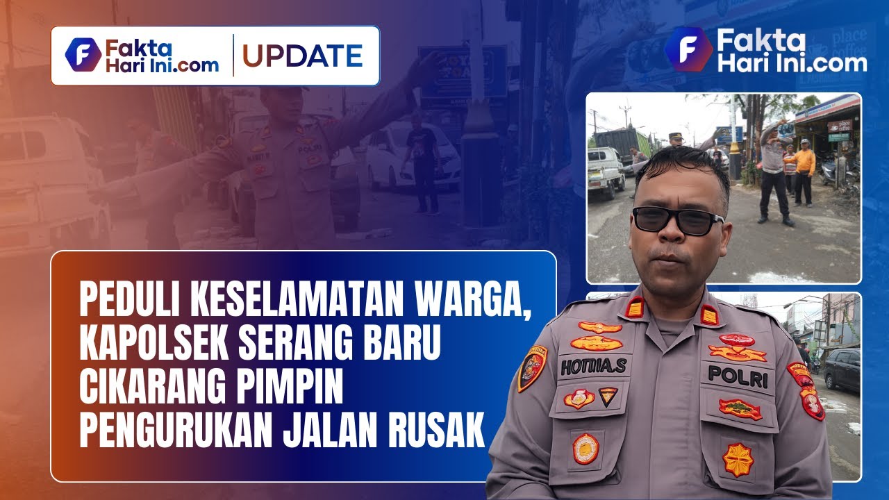 Peduli Keselamatan Warga, Kapolsek Serang Baru Cikarang Pimpin Pengurukan Jalan Rusak