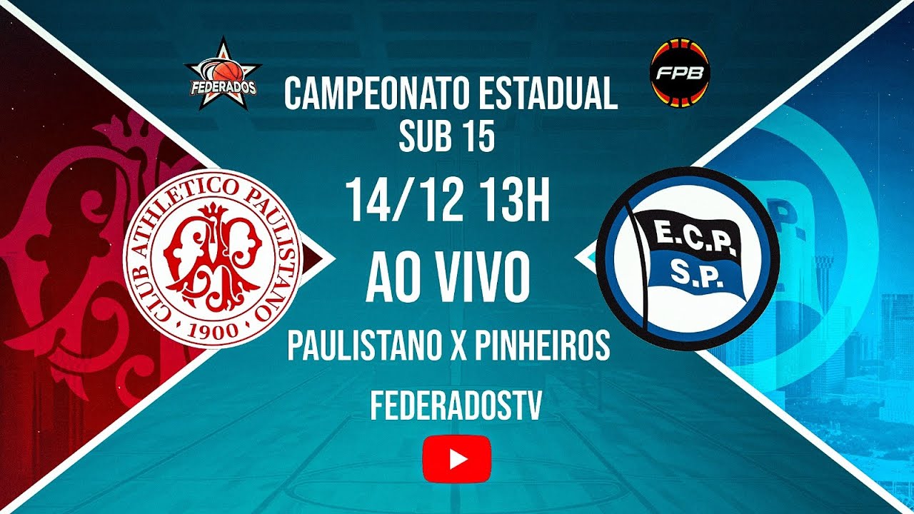 ESTADUAL  | SUB 15 | PAULISTANO X PINHEIROS | AO VIVO | 13:00HRS