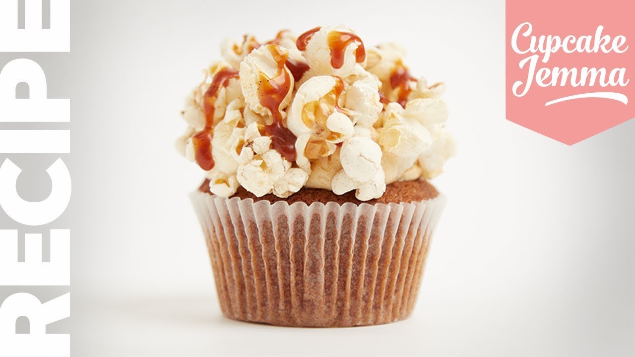 Caramel Popcorn Cupcake Recipe & Tutorial | How To Make Popcorn! | Cupcake Jemma