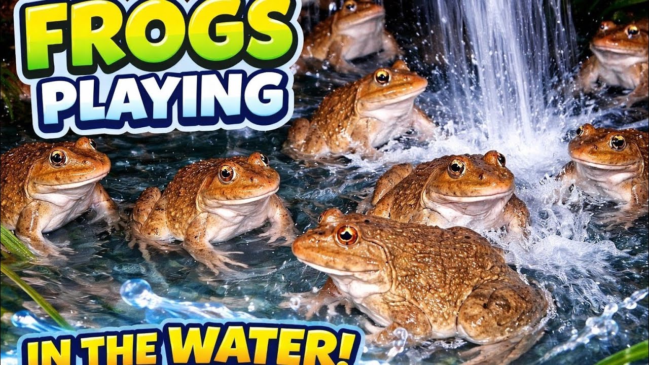 Moonlight Splash Party: Frogs Playing in the Night Water#frog #Tangchhun