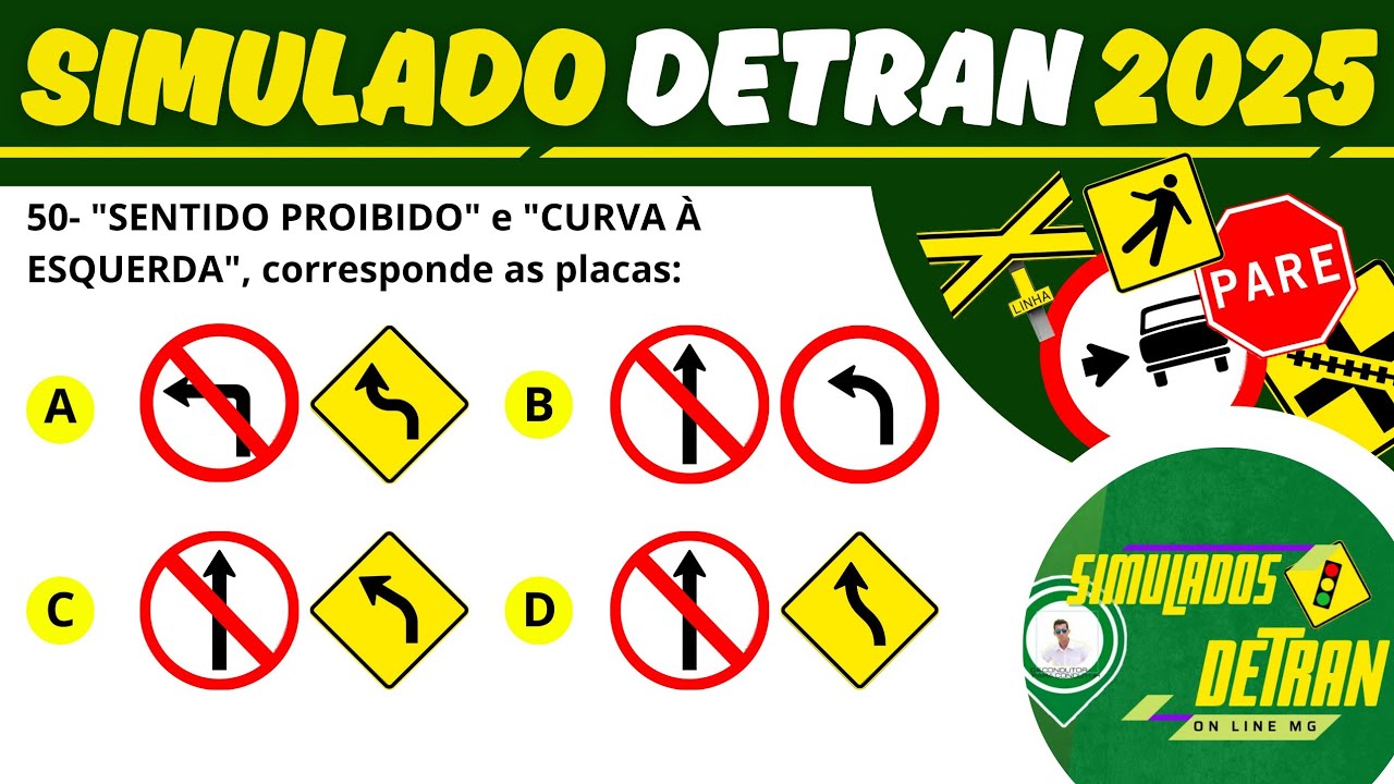 PROVA DE REVISÃO DO DETRAN 2025 - 50 Q da PROVA TEÓRICA DO DETRAN   #mgsimuladosdetran2025