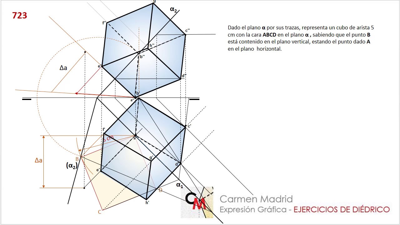 723. Cubo apoyado en un plano