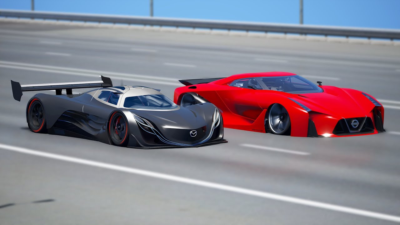1,000KMH!!! Mazda Furai vs Nissan GTR R36 Concept | DRAG & TRACK RACE