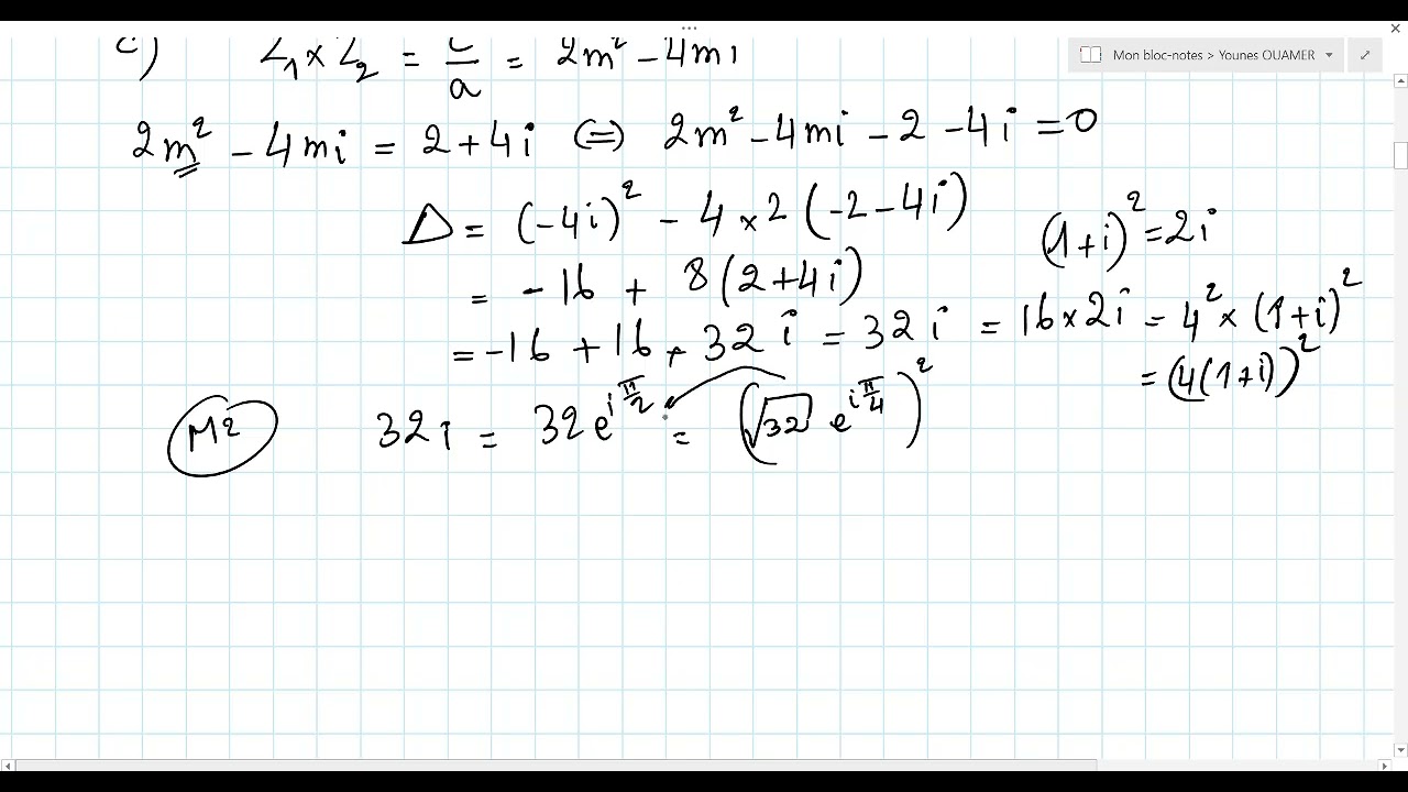 Les nombres complexes - Sciences mathématiques ( Exercice 3 )