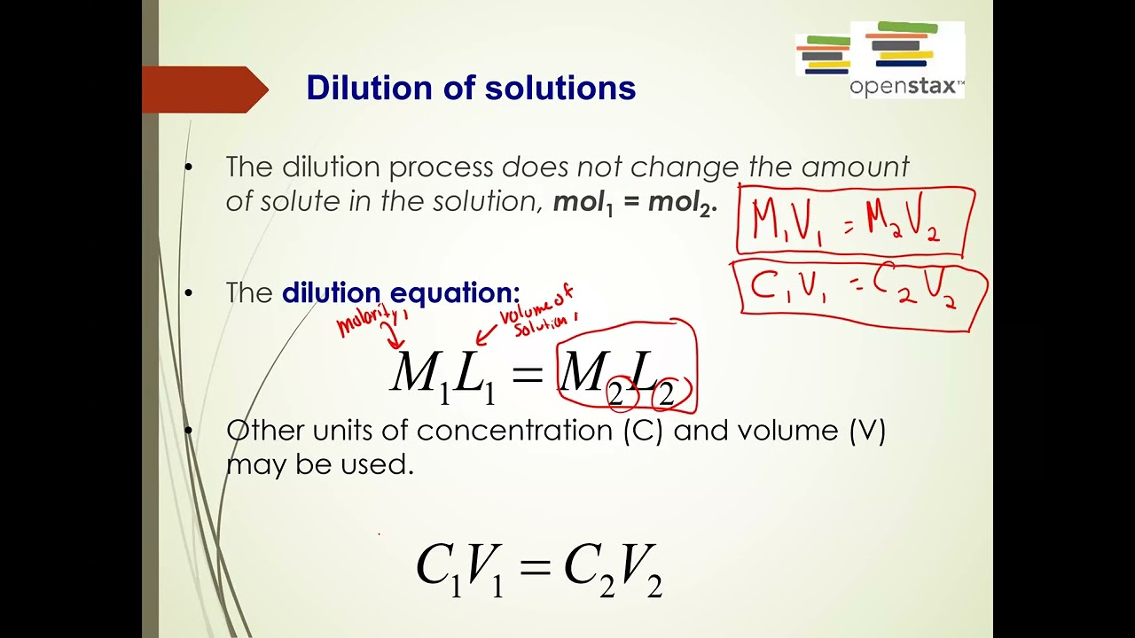 Ch 6.3  (Part 3) Molarity, dilution, mass and volume percent