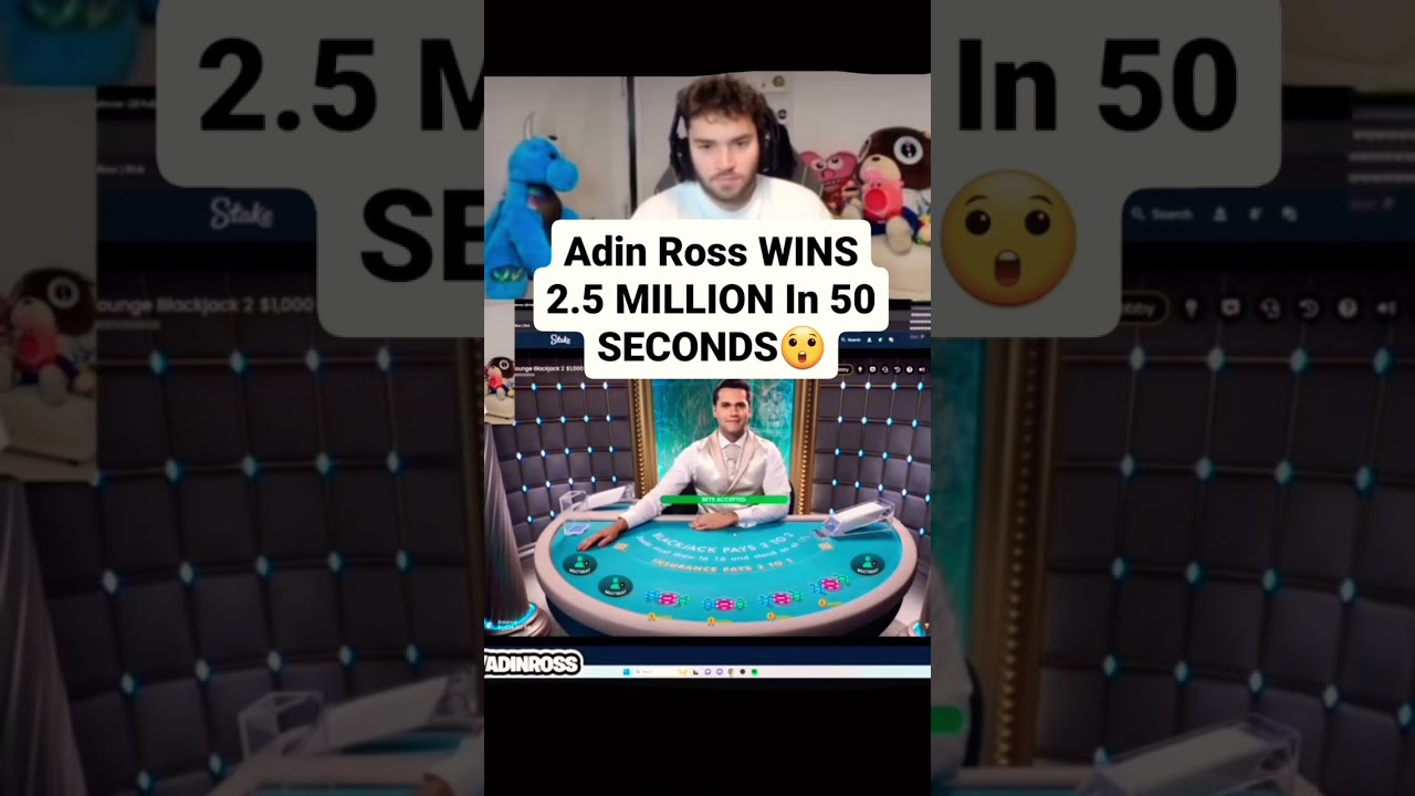 Adin Ross wins 2.5 Million!! 😮😱 #adinross #blackjack #live #gambling #crazy #shorts #clips