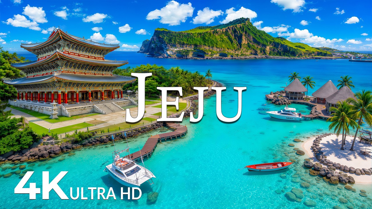 FLYING OVER JEJU (4K UHD) &ndash; Soothing Music Along With Beautiful Nature Video - 4K Video ULTRA HD