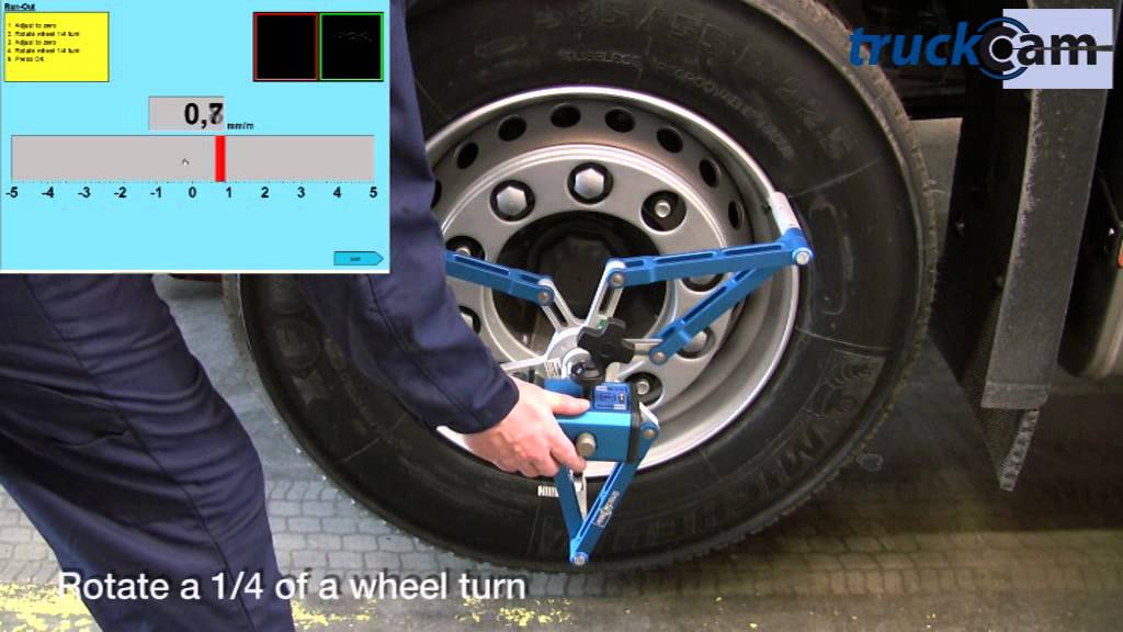 TruckCam Kompensacja bicia koła - pomiar geometrii ciężar&oacute;wki TruckCam