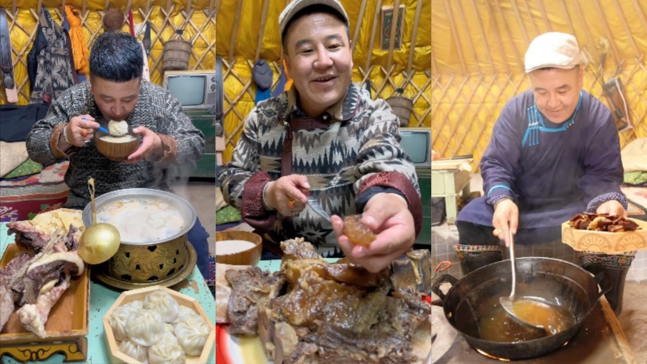 Традиционная монгольская кочевая жизнь! Коллекция 13 #еда #кулинария #монголия
