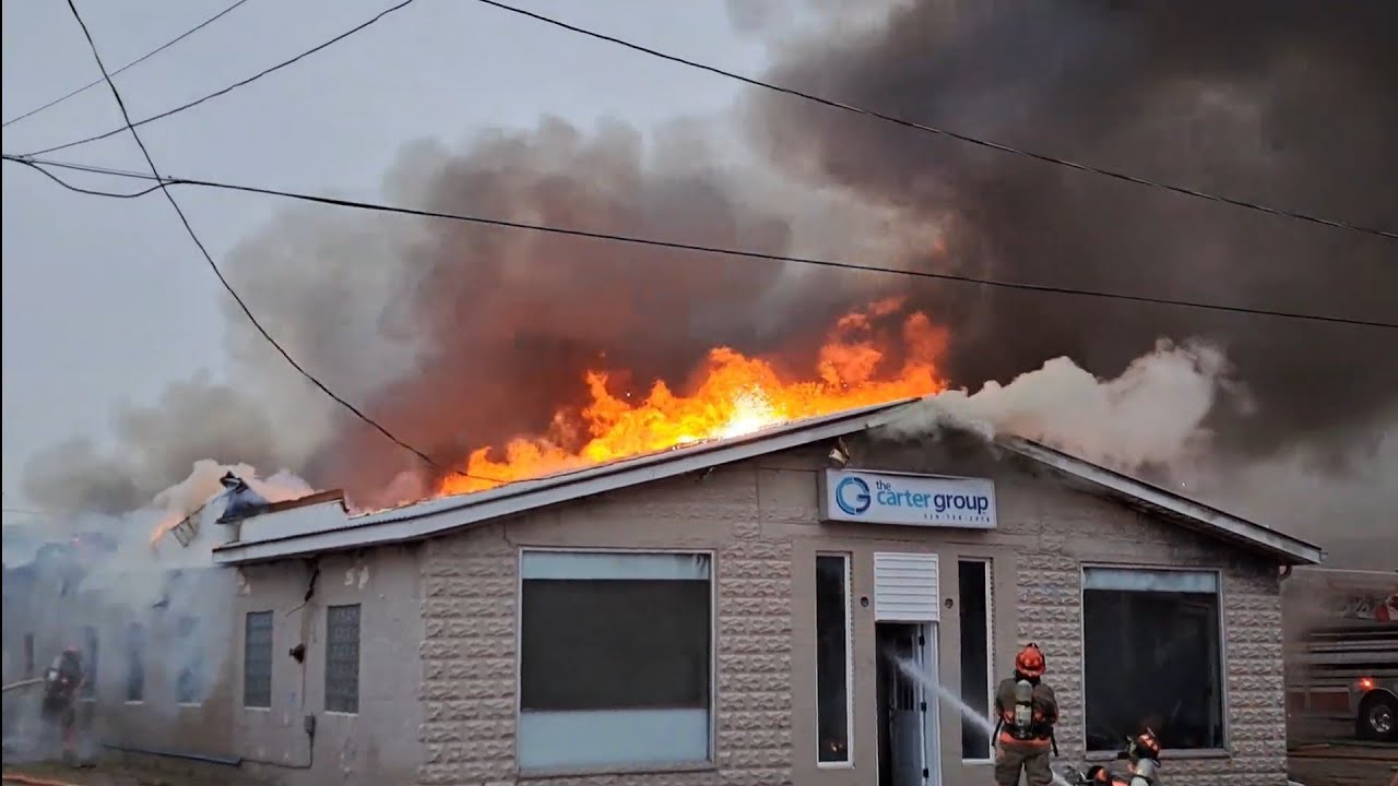 Structure Fire, electrified roof