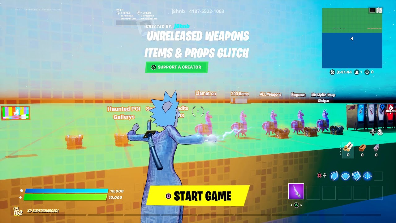 Fortnite Creative Glitches - How To Get Unreleased Weapons Items & Props Glitch