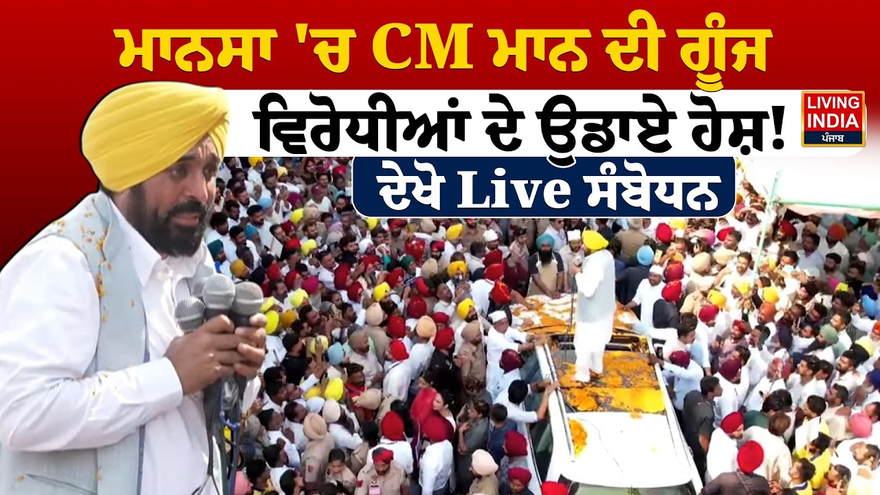 Mansa 'ਚ CM Bhagwant Mann ਦੀ ਗੂੰਜ, ਵਿਰੋਧੀਆਂ ਦੇ ਉਡਾਏ ਹੋਸ਼! ਦੇਖੋ Live ਸੰਬੋਧਨ | Road Show Yatra | LIVE