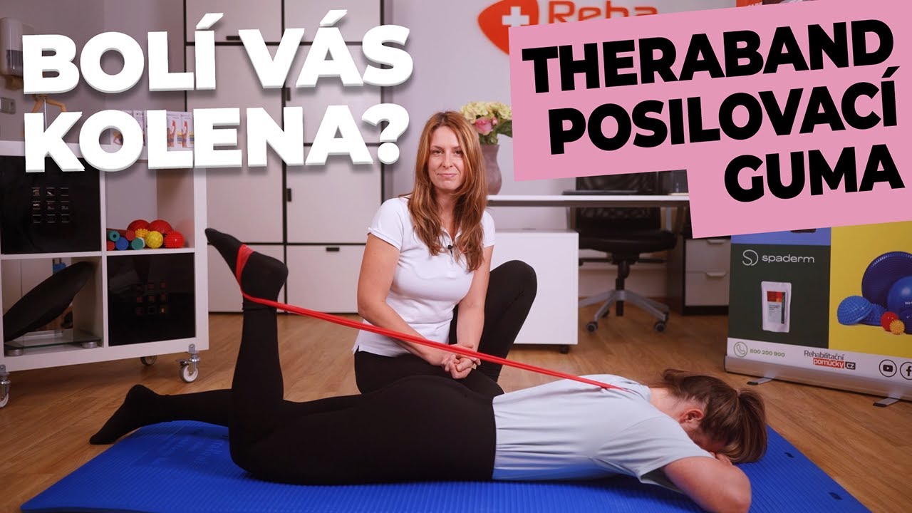 Jak posílit kolena za pomoci posilovací gumy Thera-Band.