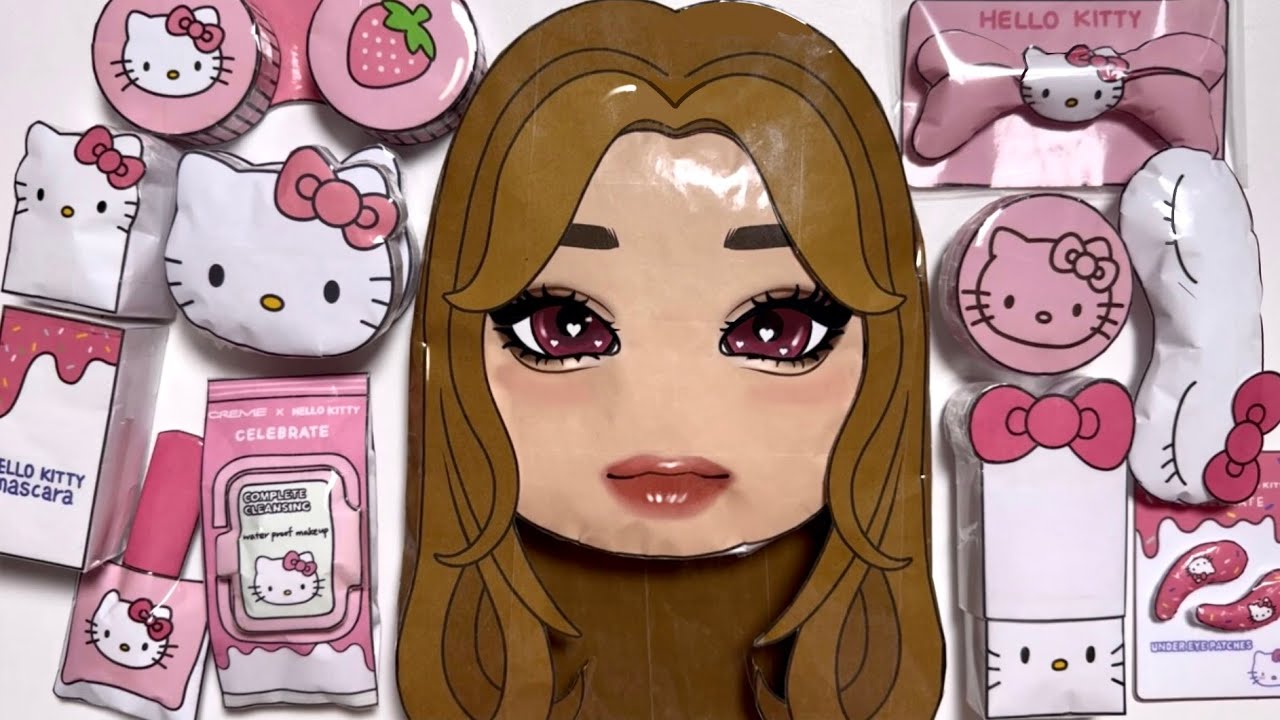[💚Paper diy💚] Hello Kitty Skincare & Makeup Roblox 로블록스 헬로키티 스퀴시 asmr