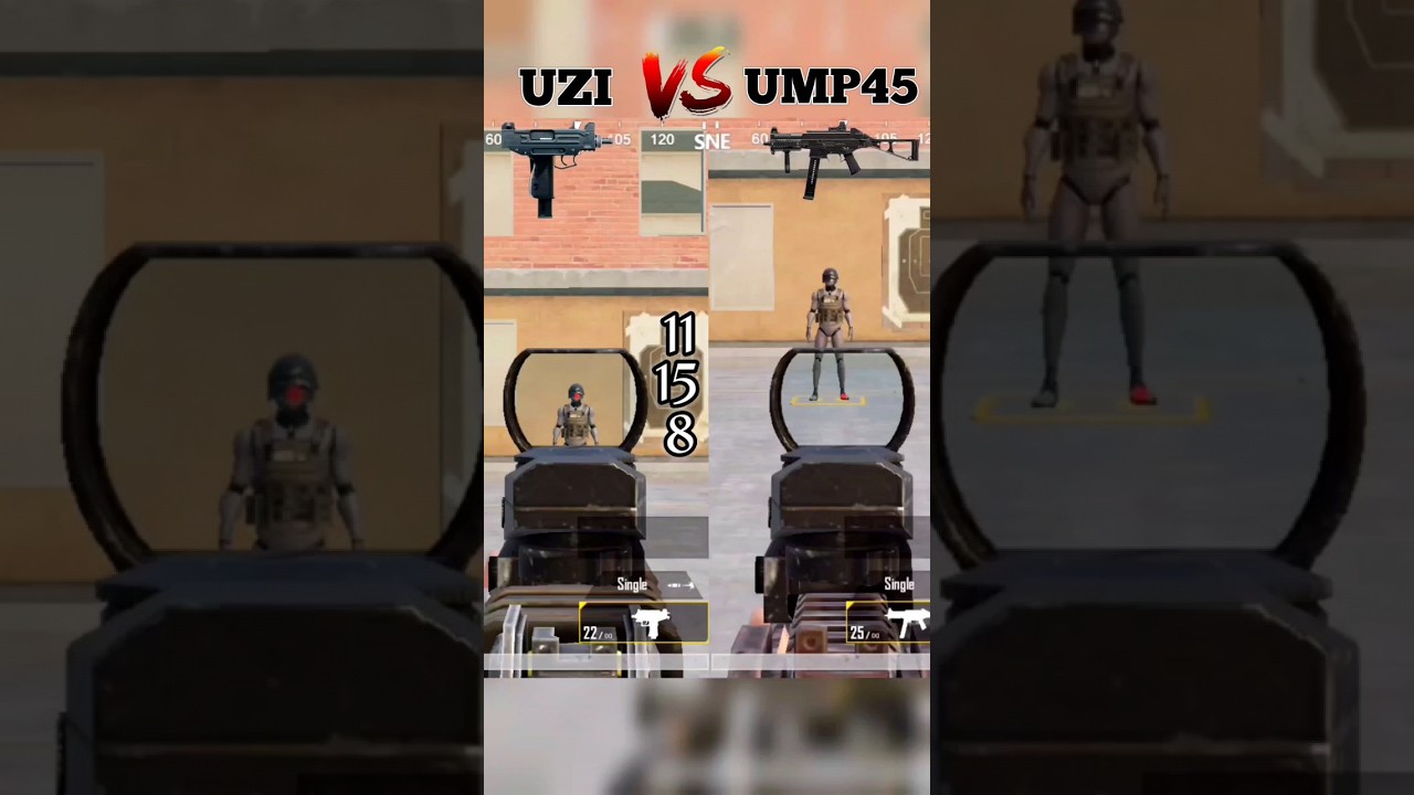 UZI VS UMP45 Best close range gun ? #bgmi #pubgmobile #xtraop #youtubeshorts #shorts
