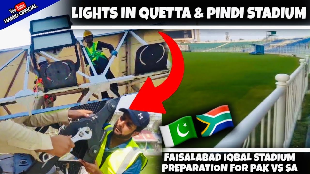 NEW FLOOD LIGHTS💥FAISALABAD Iqbal Stadium Preparations🏏 Peshawar Cricket Stadium LED Lights Updates 