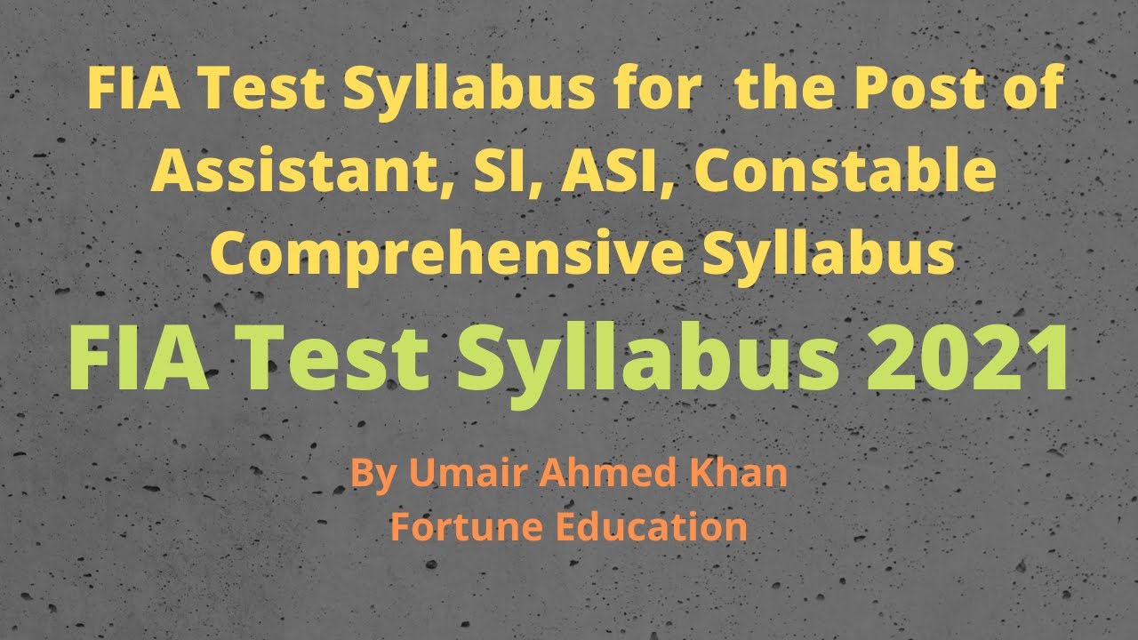 FIA Test Syllabus 2021