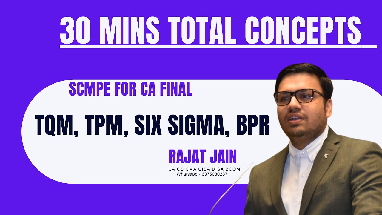 CA Final SCMPE - TQM vs TPM vs Six Sigma vs BPR - Complete Logic