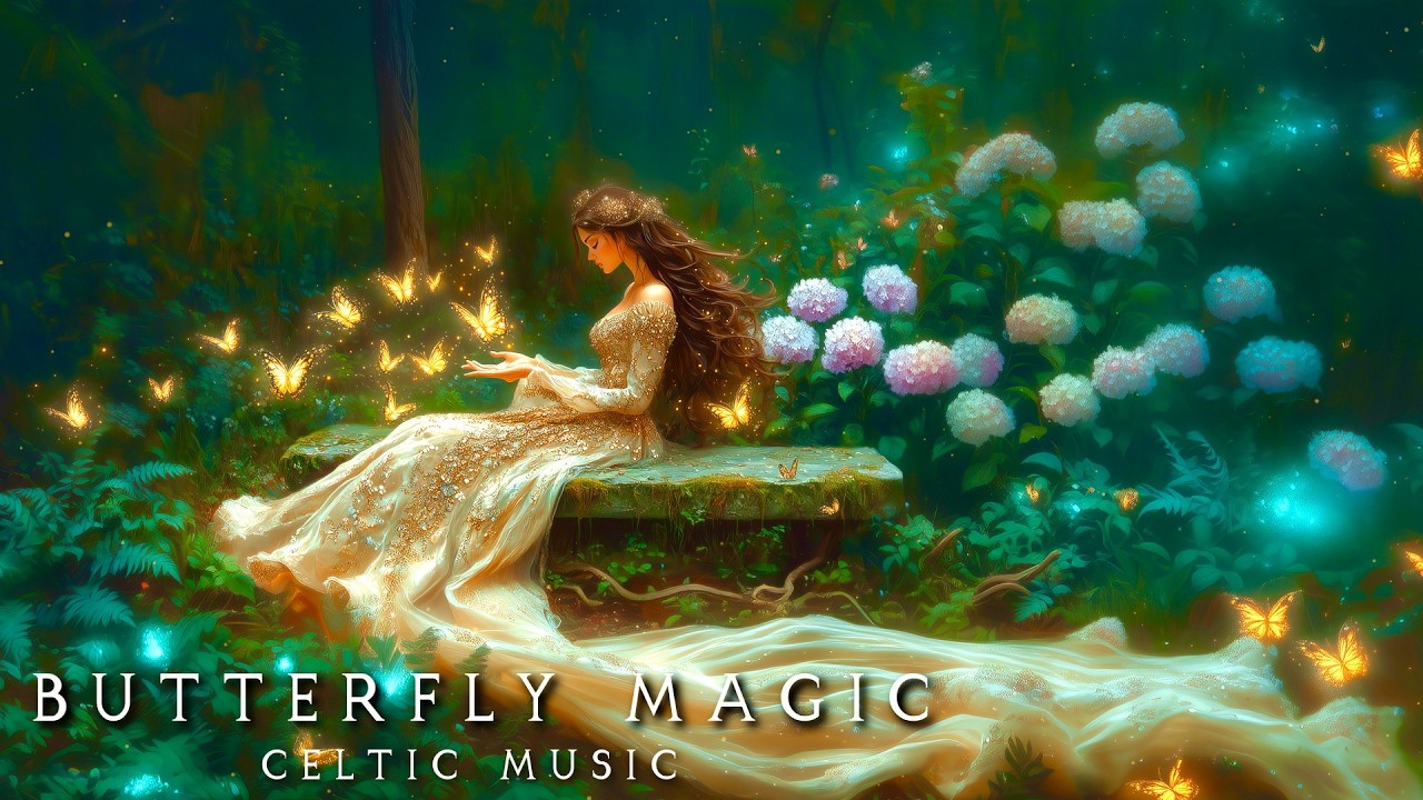 Beautiful Celtic Music 🦋 Ethereal Fantasy Harp for Sleep | Secret Garden of Butterflies