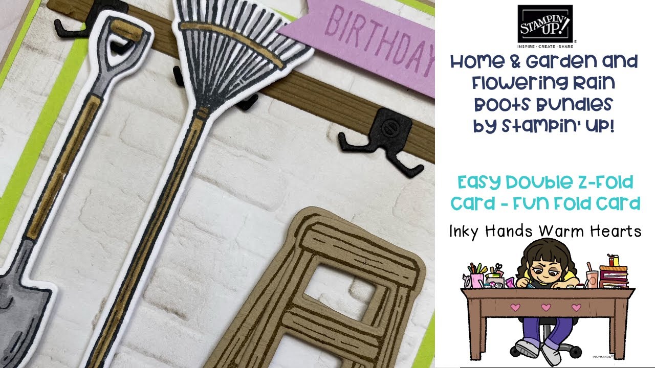 🌱Easy Double Z-Fold Card-Fun Fold Card- Home & Garden and Flowering Rainboots Bundles -Stampin’ Up!