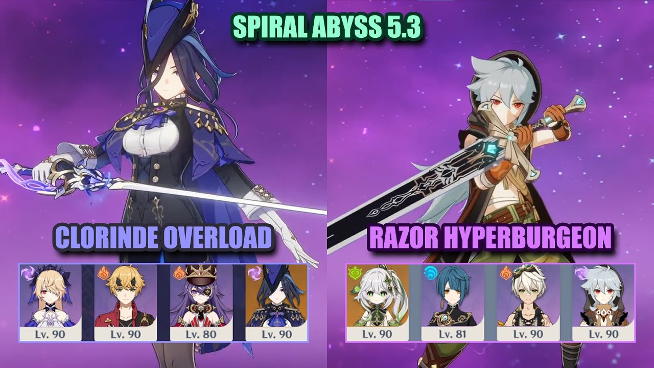Clorinde Overload & F2P Razor HyperBurgeon | Spiral Abyss 5.3 | Genshin Impact