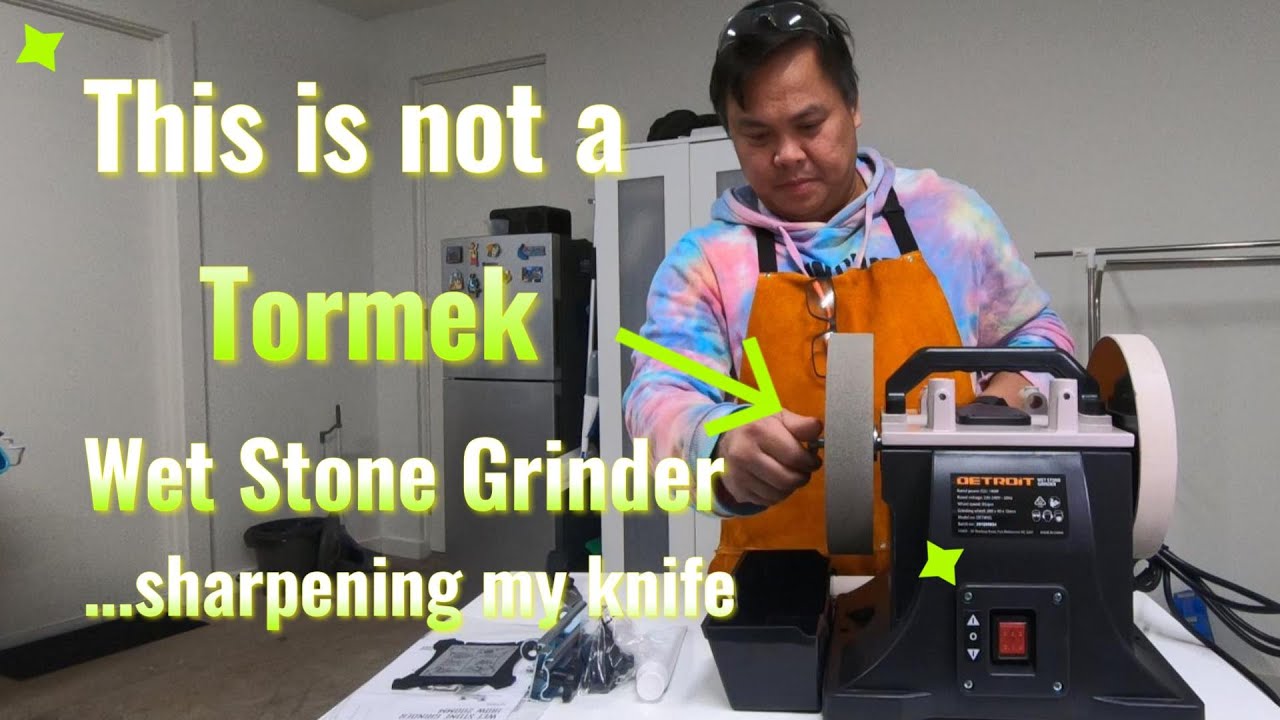 This is not a Tormek Wet Stone Grinder. Sharpening my knife with the help of the Knife Angle Setter