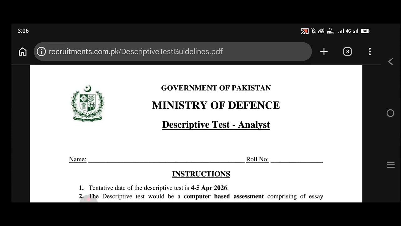 Ministry of Defence Analyst Result | MOD Analyst Descriptive Test Guideline | MOD Analyst Essay Test