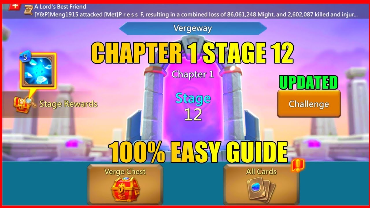 Lords Mobile Chapter 1 stage 12|Vergeway Chapter 1 stage 12 easiest Guide