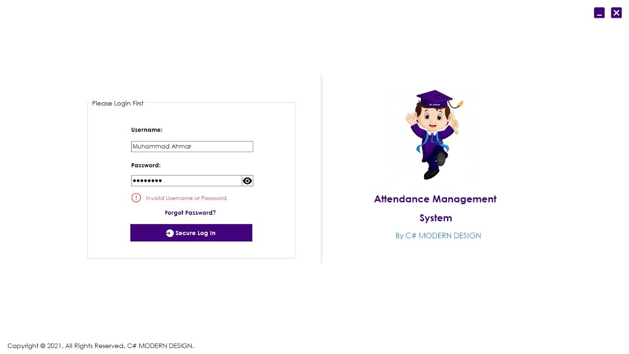 Attendance Management System | Login Form | C#