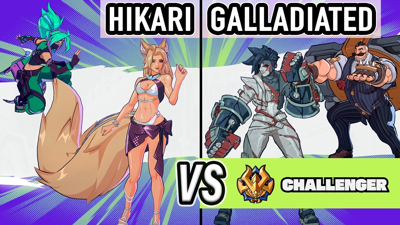 2XKO ▰ Hikari (Akali / Ahri) vs Galladiated (Vi / Braum) ▰ High Level Gameplay