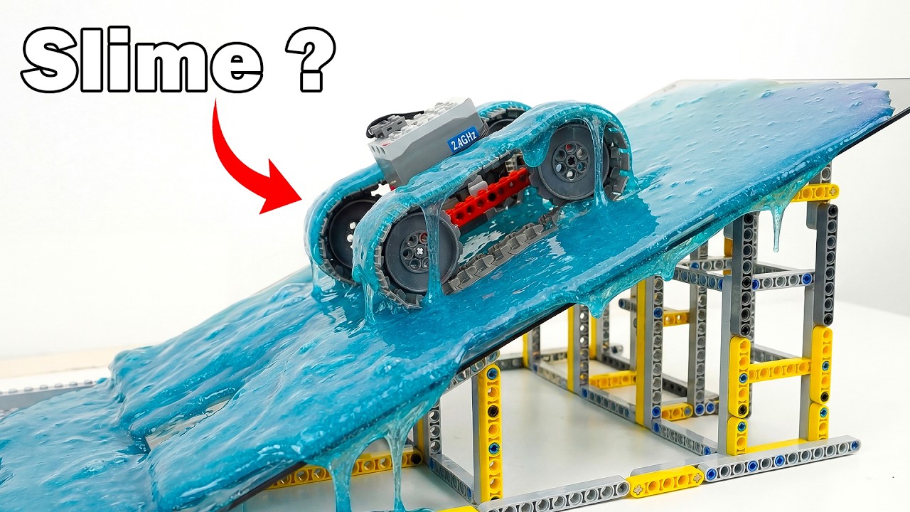 Challenge 6 LEGO Cars Drift on Growing Slime SLOPE | LT Lego Tech