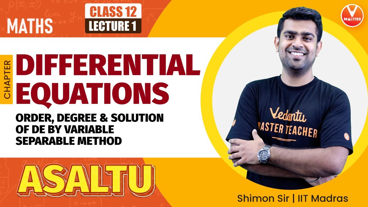 Differential Equations Class 12 in Tamil (L1) | Term 2 | ASALTU | Shimon Sir | Vedantu Master Tamil