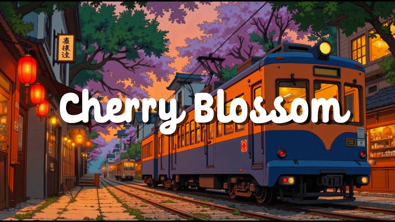 Quiet Japanese Tram Street 🌸 Railway Coffee Lofi ~ Chill Anime Lofi Jazz Ambience