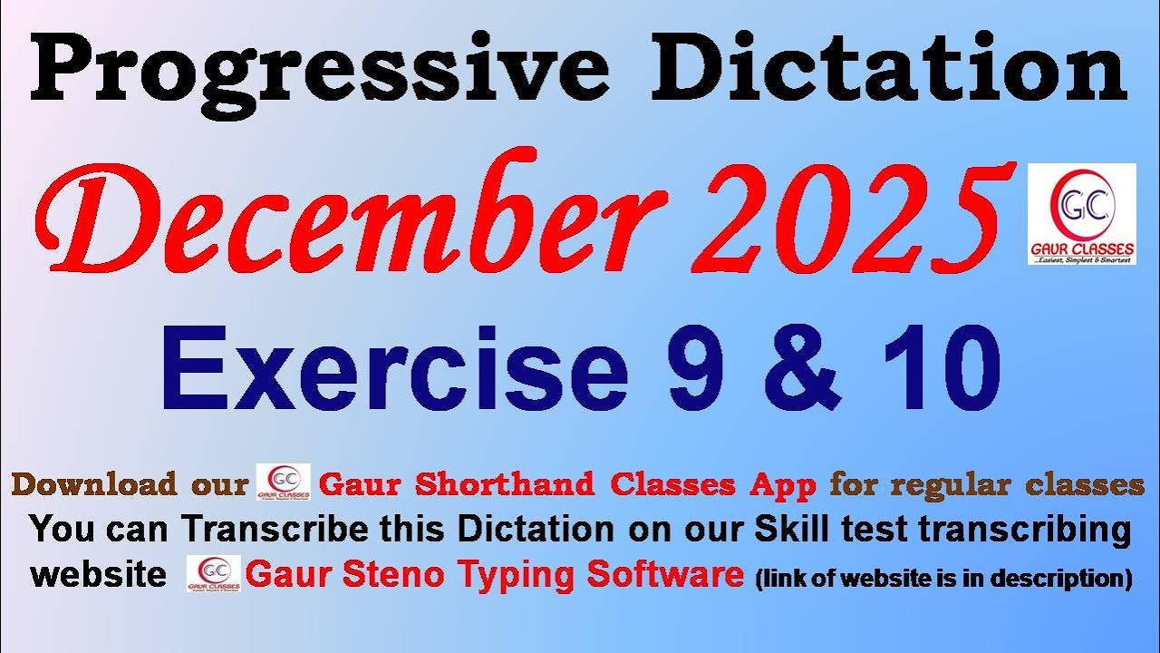 Progressive December 2025 Dictation 80 WPM 100 WPM || Gaur Shorthand Classes | SSC English Shorthand