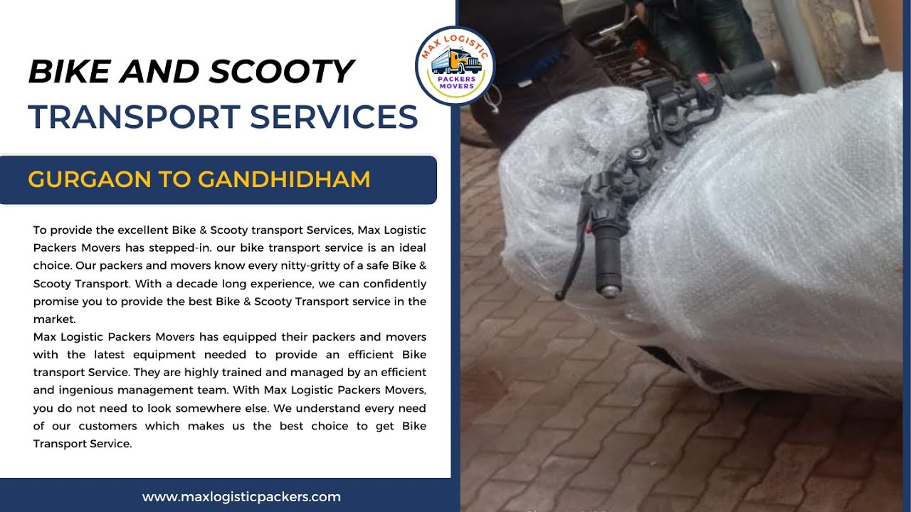 Bike And Scooty Transport Services Gurgaon To Gandhidham | Max Logistic Packers Movers