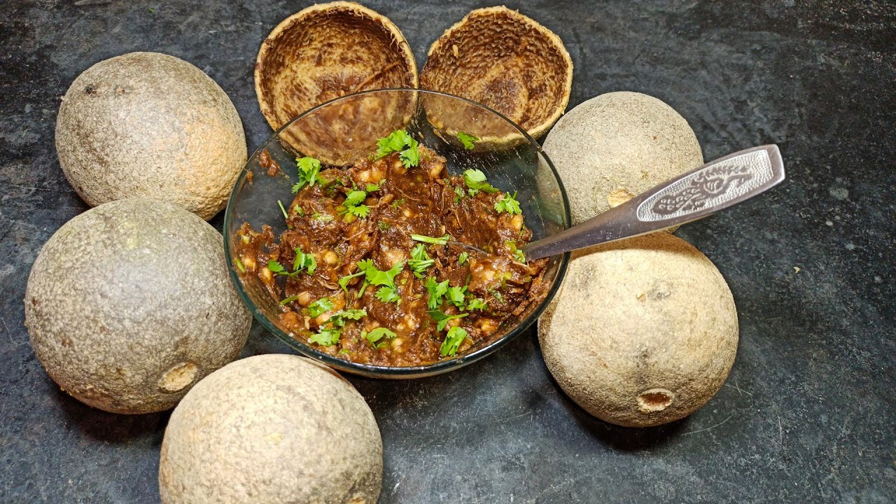 How to eat wood apple in a delicious way/Spicy and tasty recipe/Harvest Wood apple/ Wood apple tree