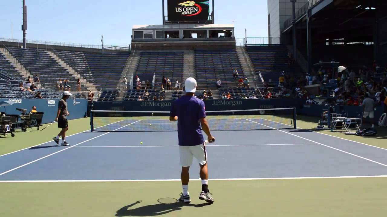 Kei Nishikori hitting at US Open