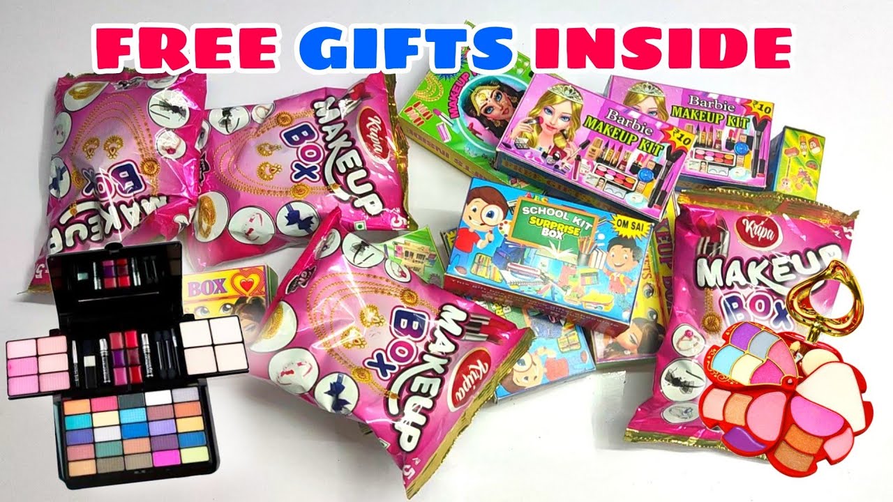 Unboxing Makeup Box, Barbie Makeup Kit, School Surprise Kit, Makeup Box Snacks Free Gifts Inside 😍