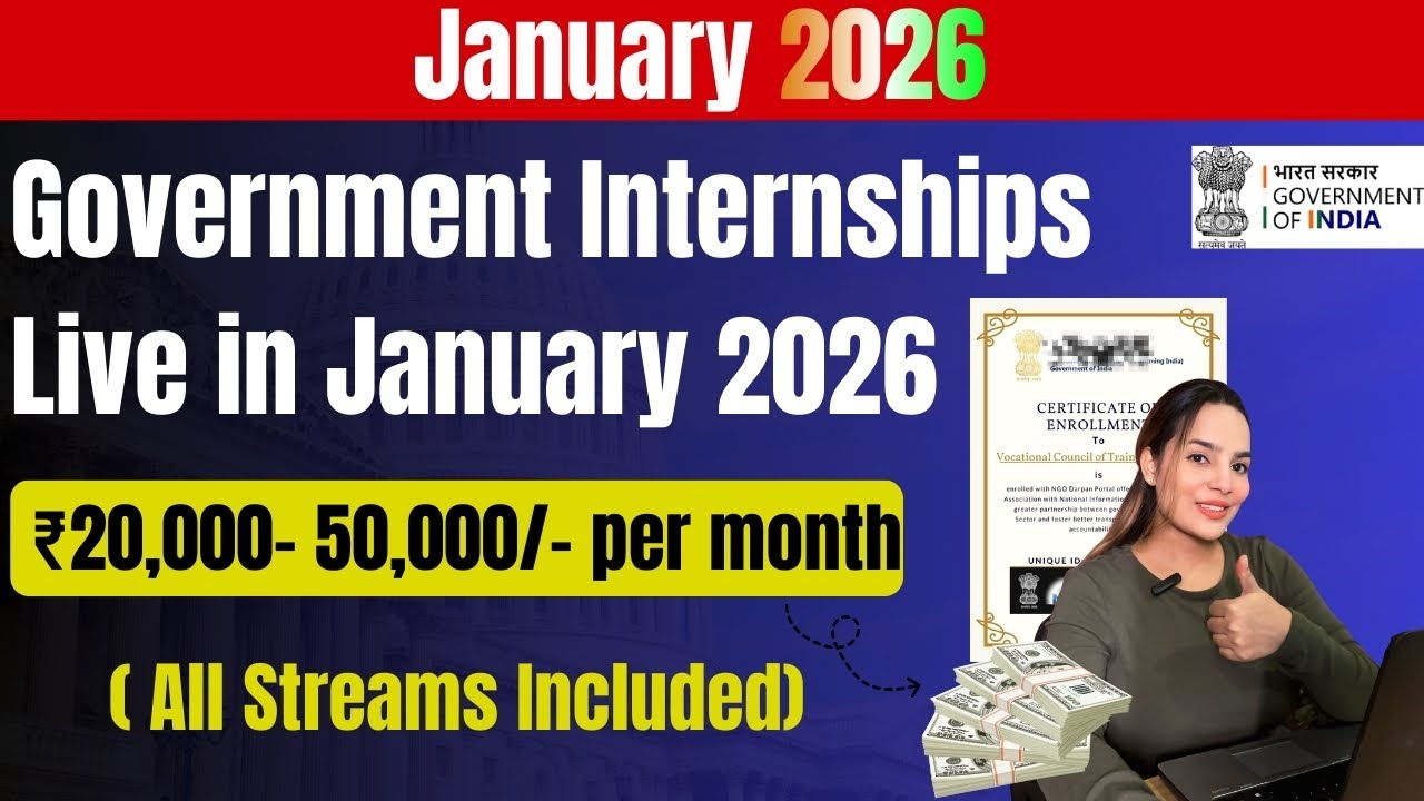 List of Top 10 Government Internships for January 2026 | 50k Stipend and Free Govt Certification