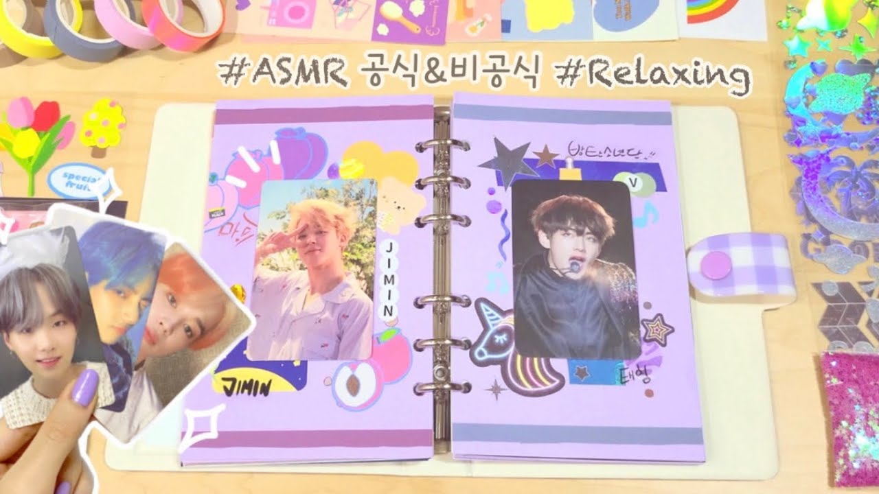 DIY 방탄소년단 공식 & 비공식 포토카드로 7멤버 다이어리 꾸미기! #1카1꾸 BTS JOURNAL with Official & UnOfficial PhotoCards #ASMR